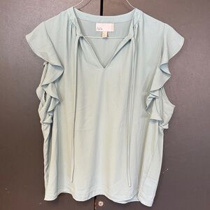 Nordstrom Ruffle Sleeve Blouse - Soft Blue size XL
